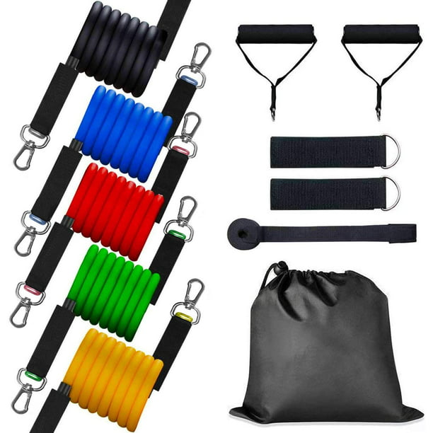Legs Ankle Straps & Door Anchor Attachment for Women Men Carry Bag Resistance Bands Set Exercise Bands Home Workouts Include 5 Stackable Exercise Bands with Handles